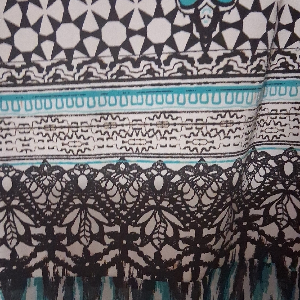 2 Tops JM Collection Turquoise& Black Printed Tunic.Crown&ivy Pink w/ GreenLace - Picture 6 of 12